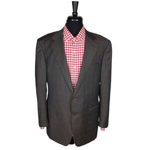 Canali Mens Brown /Blue Check Wool Sport Coat Blazer Jacket Size IT 54L / US 44L